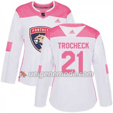 Dame Eishockey Florida Panthers Trikot Vincent Trocheck 21 Adidas 2017-2018 Weiß Pink Fashion Authentic